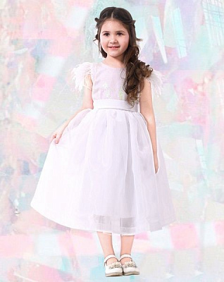 Сукня PURPURINO з пір’ям р.104 білий 8005/104