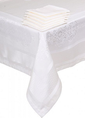 Скатерть с салфетками Caramel 160x220 см кремовый Karna 