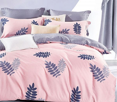 Комплект постельного белья Pink leaf 2.0 розовый с серым La Nuit 