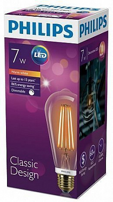 Лампа світлодіодна Philips Gold Dimm 7 Вт ST64 жовта E27 220 В 2000 К 929001228908