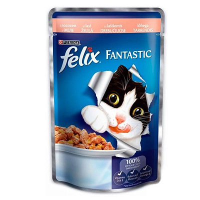 Корм Felix Fantastic з лососем в желе 100 г