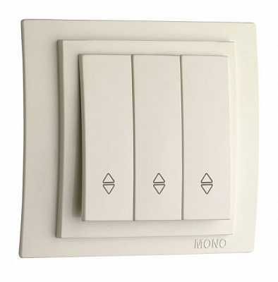 Вимикач прохідний триклавішний Mono Larissa без підсвітки кремовий 103-171702-108