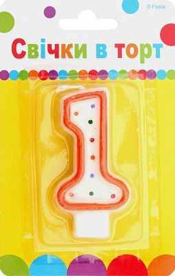 Свічки для торта цифра 1 7см Ві та Ві 1 шт.