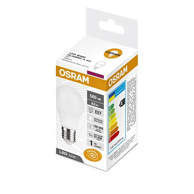 Лампа светодиодная Osram Classic 6,5 Вт A60 матовая E27 220 В 4000 К LBE CLA 6,5W 865 