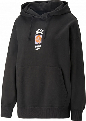 Джемпер Puma DOWNTOWN OVERSIZED GRAPHIC HOODIE TR 53836301 р. S черный