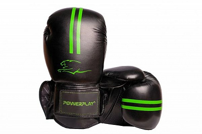 Боксерские перчатки PowerPlay р. 14 14oz 3016_14 черно-салатовый