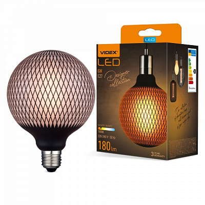 Лампа светодиодная Videx FIL VL-DG125BP G125 6 Вт E27 1800 К 220 В желтая 27618 