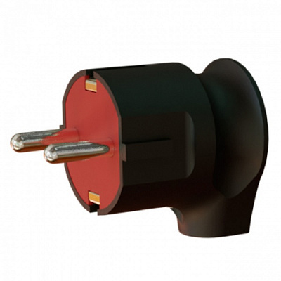 Электровилка угловая Neomax с заземлением 250В 16А IP20 пластик черный