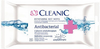 Вологі серветки Cleanic Antibacterial 15 шт.