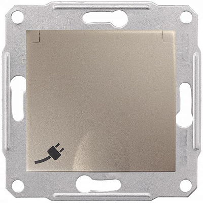 Розетка с заземлением Schneider Electric Sedna 16 А 250 В со шторками с крышкой титан