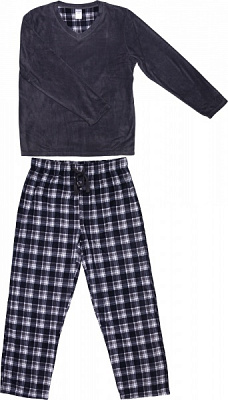 Костюм домашній чоловічий La Nuit Basic Check р. XL світло-сірий