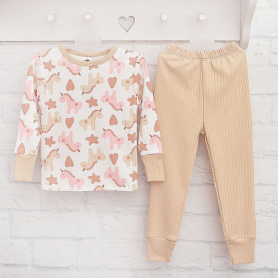 Пижама для девочек Blanka Единороги р.116 бежевый 110728