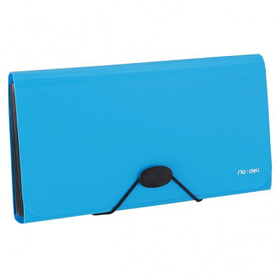 Папка-портфель EB41032 блакитн А6 13вiд на гумцi Rio чорн торец Deli