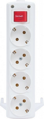 Колодка Borsan із вимикачем із заземленням 4 гн. білий BR.1564-0