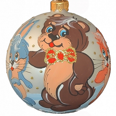 Куля новорічна Звірята 6271-3 100 мм срібний