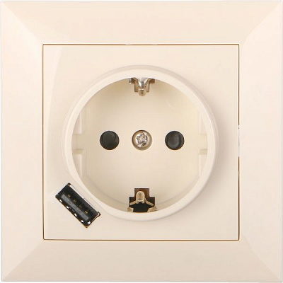 Розетка со встроенным блоком питания крем CSW-210-C