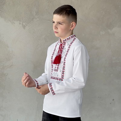 Вышиванка для мальчиков Эдельвика р.110 белый 164-25/09