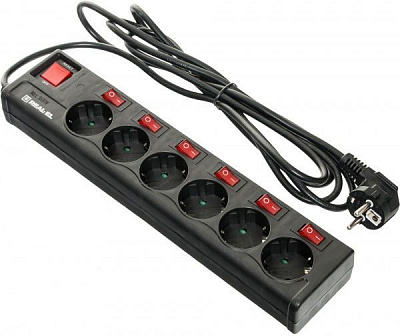 Фильтр-удлинитель REAL-EL EL122300001 RS-6 EXTRA с заземлением 6 гн. черный 1,8 м RS-6 EXTRA 1.8m, black 