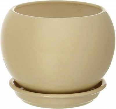 Горщик керамічний Оріана-Запоріжкераміка Куля глянець круглий 1,4л бежевий (037-2-097)