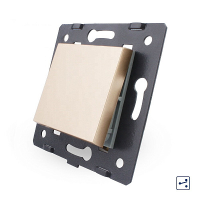 Механізм вимикача прохідний одноклавішний Livolo C7 без підсвітки золотий C7-K1S-13