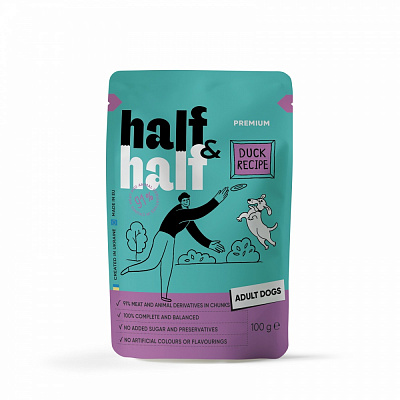 Корм влажный Half&Half кусочки утки в соусе 100 г