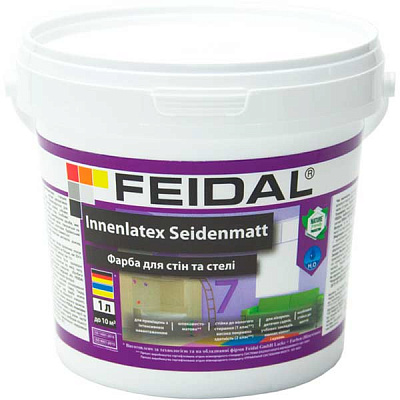 Краска акриловая Feidal Innenlatex Seidenmatt шелковистый мат белый 1л