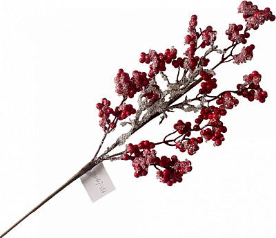 Декорация ветвь с замерзшими ягодами красный 56 см EYC21627