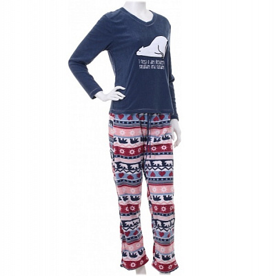 Костюм домашний женский La Nuit Home Christmas Bear р. XL синий с принтом 