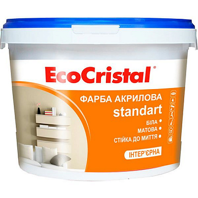 Краска акриловая водоэмульсионная EcoCristal Стандарт ИР-231 мат белый 3л 
