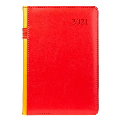 Ежедневник А5 City 2021 красный Leo Planner