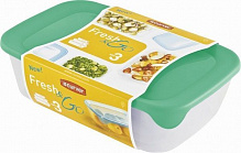 Набор контейнеров для пищевых продуктов Fresh&go 0.5 л + 1л + 2 л прозрачный мятный Curver