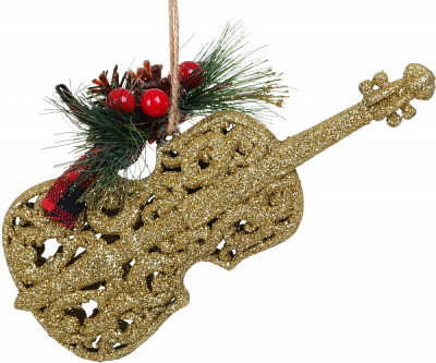 Декоративна підвіска Скрипка з декором 18x7 см E2457G золотий