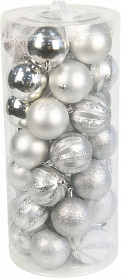 Набор елочных шаров 25IPC-12 серебристый d 70 мм 35 шт./уп.