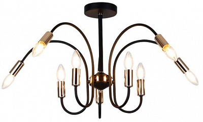 Люстра стельова WunderLicht OM8071-410 10x40 Вт E14 чорний із бронзовим
