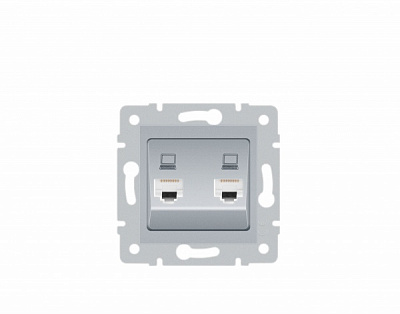 Механізм розетки комп’ютерна подвійна подвійна HausMark Stelo IP20 срібло 501-4388-141