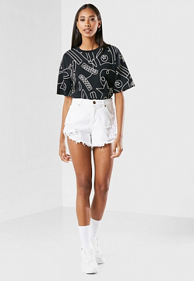 Футболка Converse All Over Print Chuck Art Short Sleeve Tee 10023215-A01 р.XS чорний