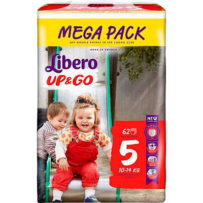 Підгузки-трусики Libero Up&Go 5 10-14 кг 60 шт.