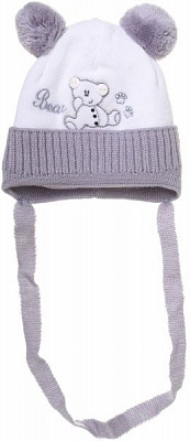 Шапочка детская для мальчика Luna Kids р.36 серый с белым 2105 