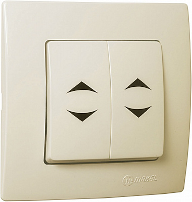 Выключатель проходной двухклавишный Makel Lillium Natural Kare без подсветки кремовый 32010026