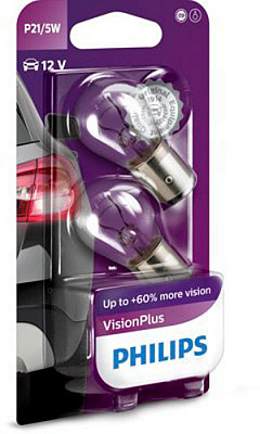 Лампа накаливания Philips PS 12499 VP B2 P21/5W BAY15D 12В 5 Вт 2 шт.