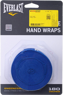 Боксерские бинты Everlast 180 Hand Wraps 4,55 м р. универсальный 4456BLU синий 
