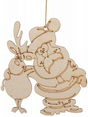 Елочная игрушка Дед Мороз с оленем 2746