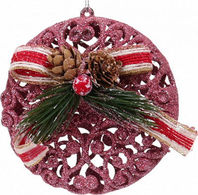 Декоративная подвеска Медальон с декором 10 см HFF239P розовый