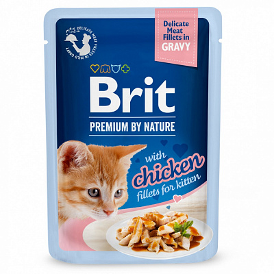 Корм влажный для котов Brit Premium By Nature курица филе в соусе 85 г