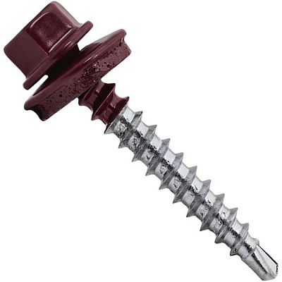 Саморіз покрівельний по дереву 4,8x35 мм 250 шт бордовий RAL 3005