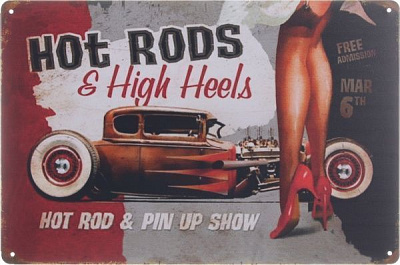 Табличка жерстяна друкована Hot rods 20x30 см різнокольоровий