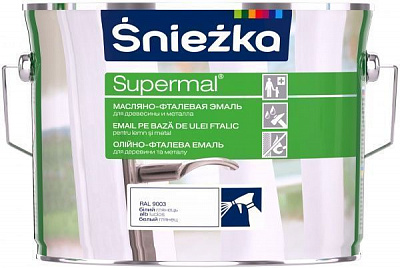 Эмаль Sniezka масляно-фталевая Supermal белый глянец 2,5л