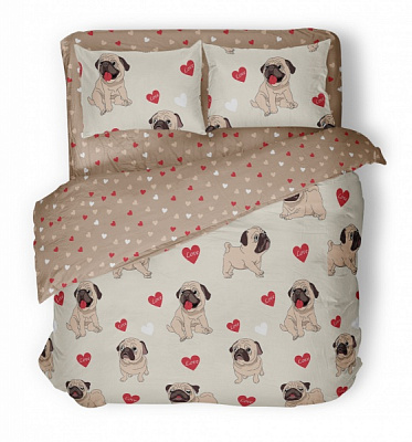 Комплект постельного белья Сute Pug 2 разноцветный UP! (Underprice) 