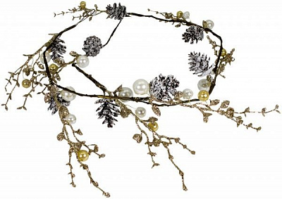 Гірлянда штучна 1,2м декорована шишками і сніжками