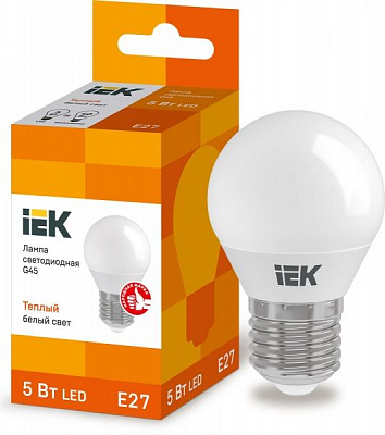 Лампа світлодіодна IEK ECO 5 Вт G45 матова E27 220 В 3000 К